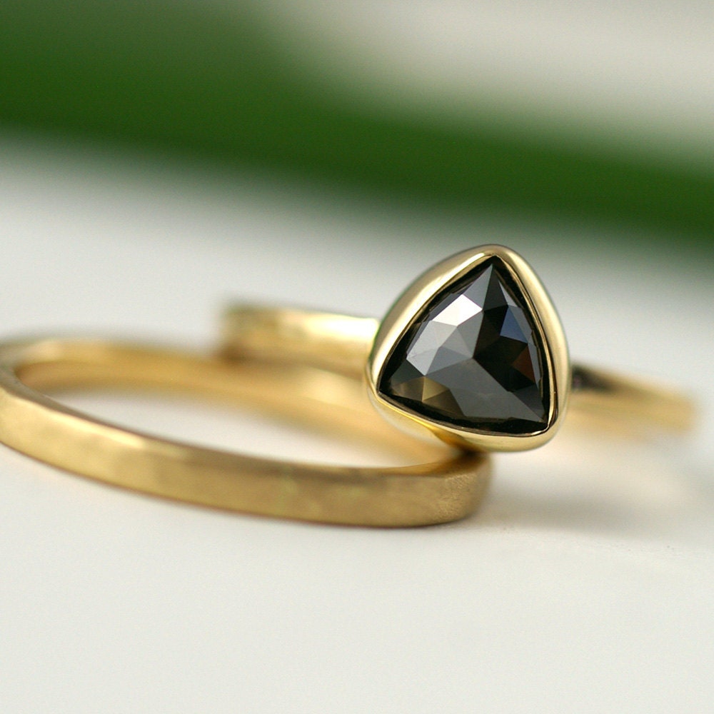 Rose Cut Black Diamond Trillion - One Of A Kind