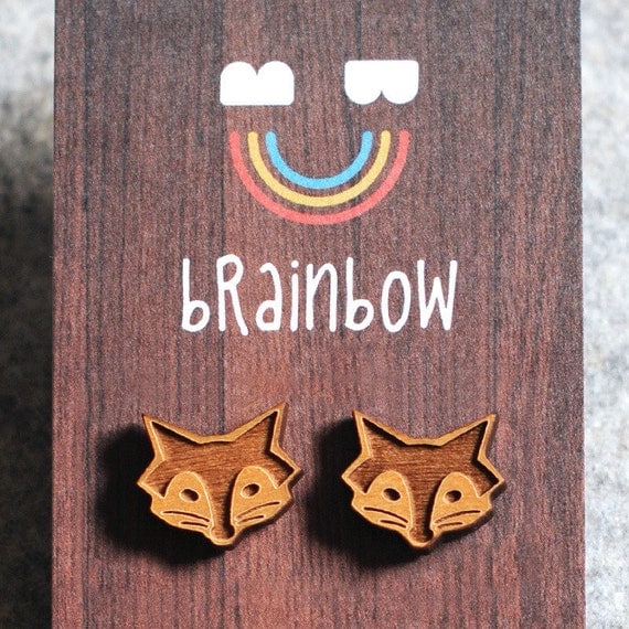 Wooden Fox Earrings Wooden Fox Earrings by bRainbowshop