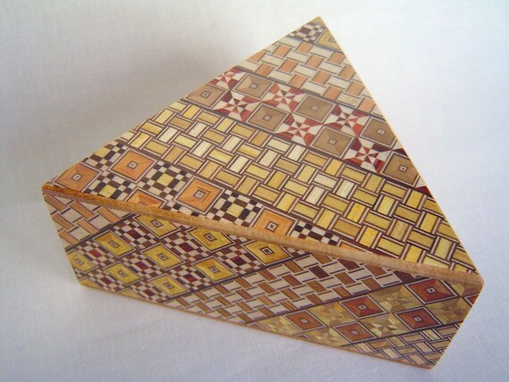 Japanese Puzzle box (Himitsu bako)- TRIANGLE -Open by 5steps Yosegi