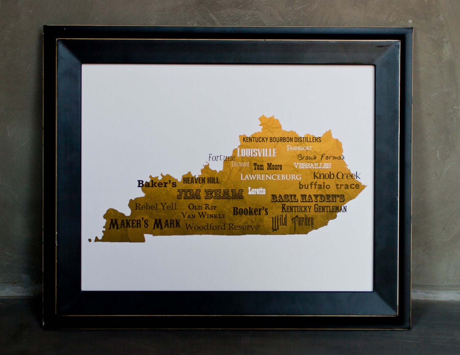 Best of Kentucky Bourbon Word Art, 11"x14" on Epson Somerset Velvet Fine Art Paper