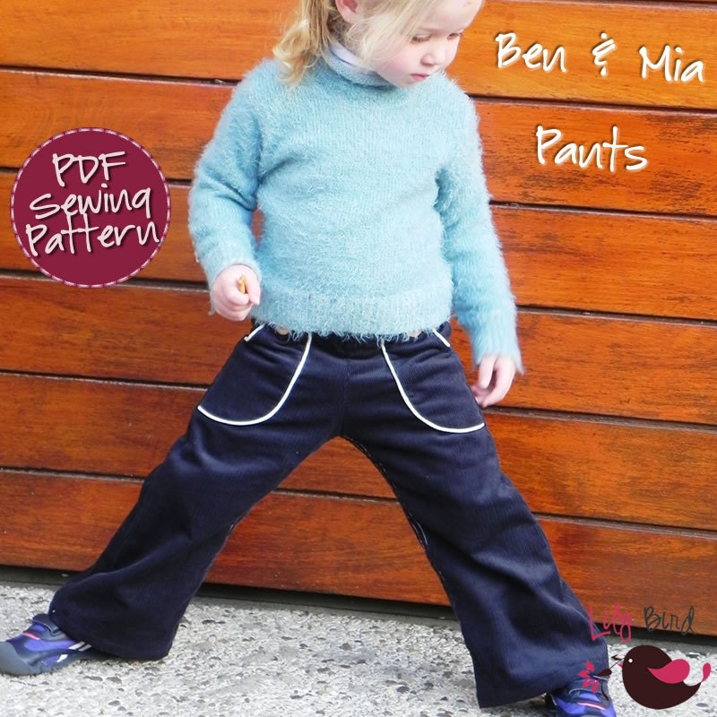 Ben & Mia Pants with Pockets for Boy and Girl - 12 months to 6 years - PDF Pattern and Instructions