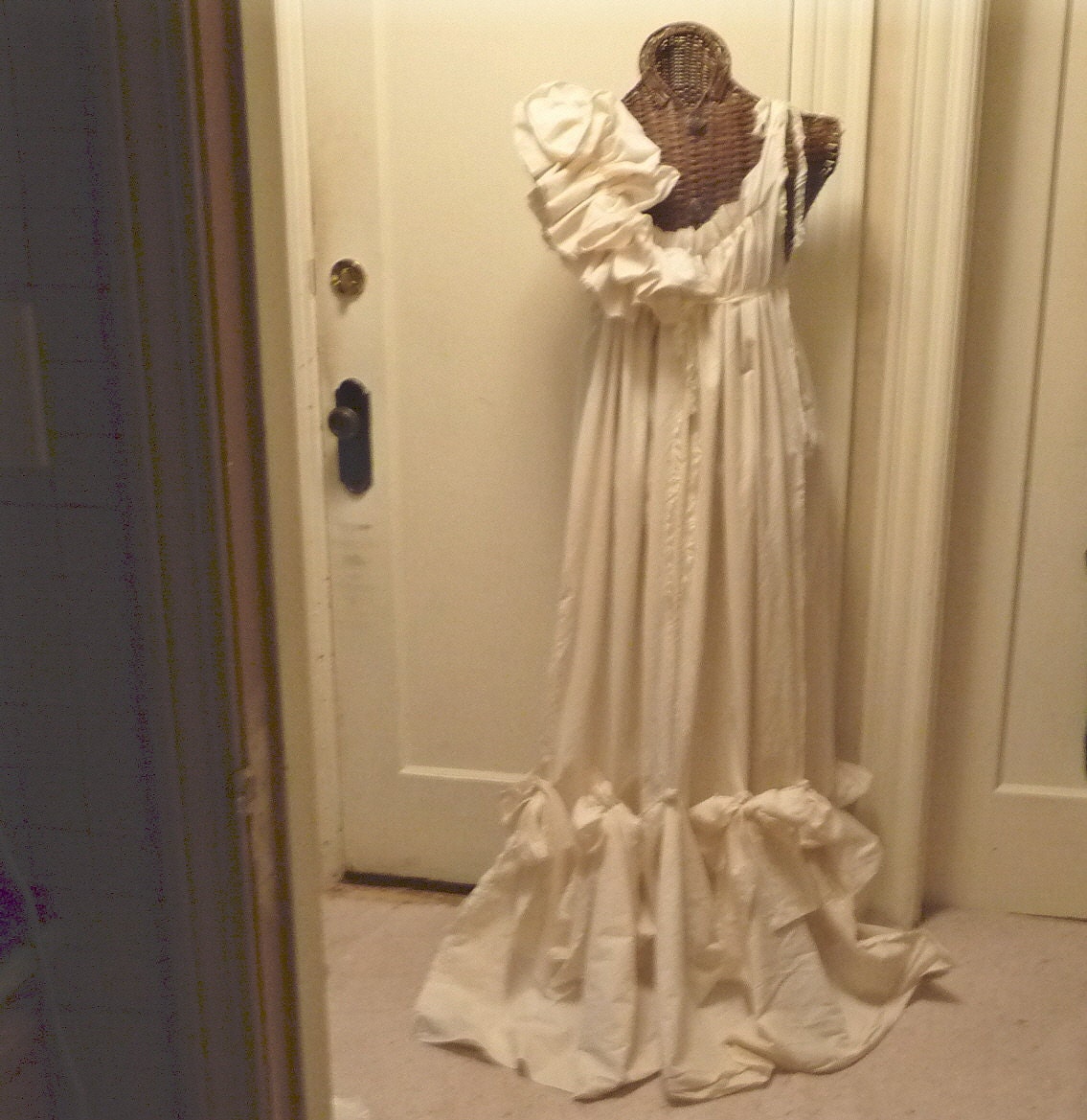 Maternity Maxi Dress Ruffles and Bows Patisserie Photo Gown Custom Ivory or White Womens Vintage Inspired