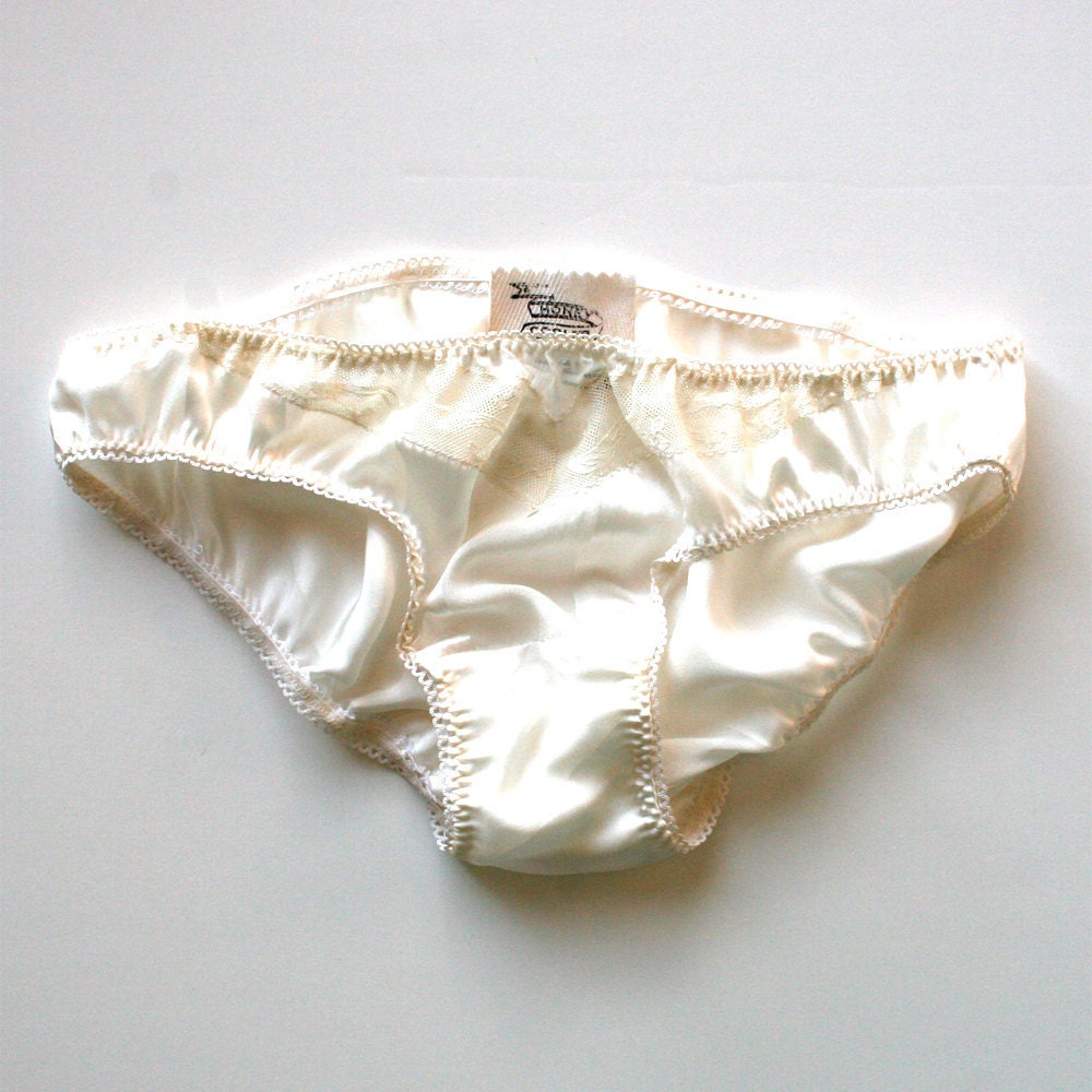 Lingerie Underwear Lace Panties Silk / Ivory Pheasant Stripe Vintage Jacquard / Medium - Ina Knickers