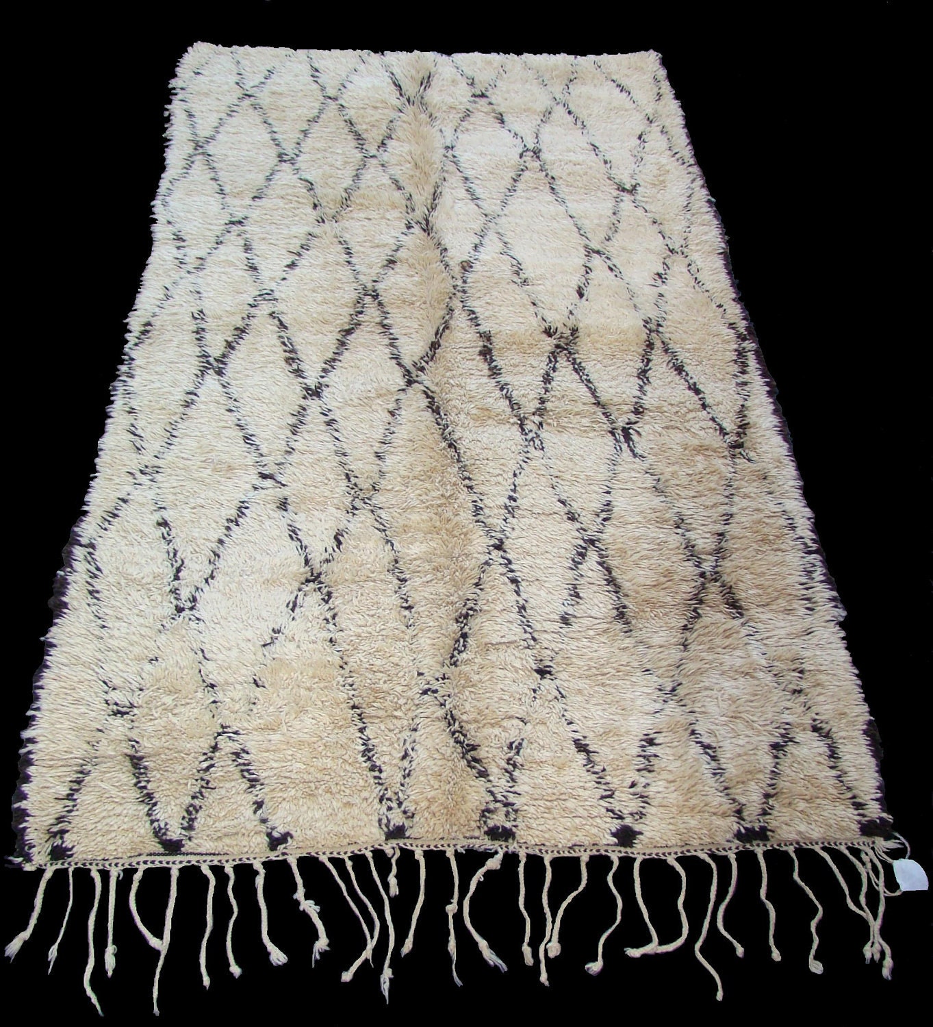 Handmade Moroccan Beni Ourain Rug from Organic Sheep Wool. 11.48Ft x 5.90Ft.