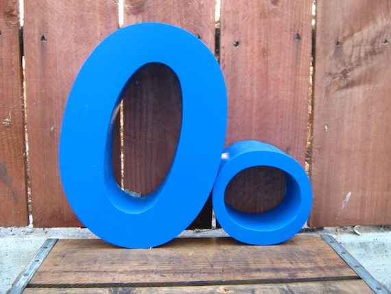 Upcycled Letter O Blue Industrial Aluminum Sign Channel Letter - Uppercase O