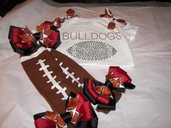 Bling Football Onesie and LegWarmer Set--Unique and full of Bling--Perfect for a Football Princess