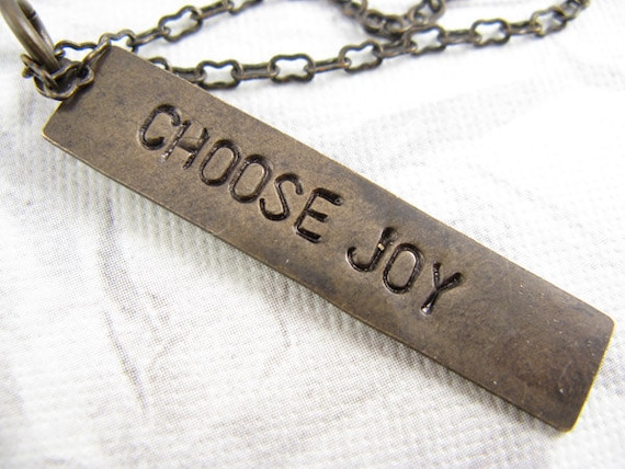 Choose Joy Necklace, Hand Stamped Jewelry, Inspirational Quote Necklace - CobwebCorner Choose Joy Necklace, Hand Stamped Jewelry, Inspirational Quote Necklace - CobwebCorner