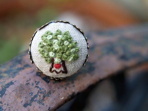 Tiny Embroidered Tree Ring