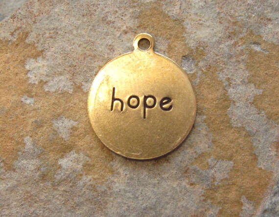 4 Trinity Brass Antique Gold Patina  HOPE Charms -  Trinity Brass