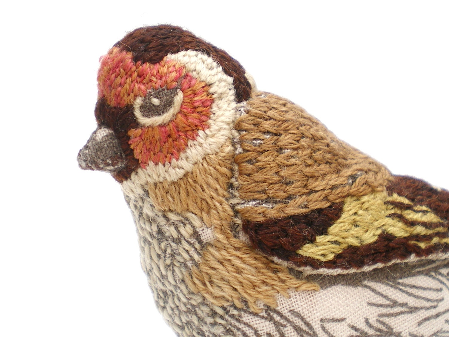 Goldfinch Embroidered Fabric Bird