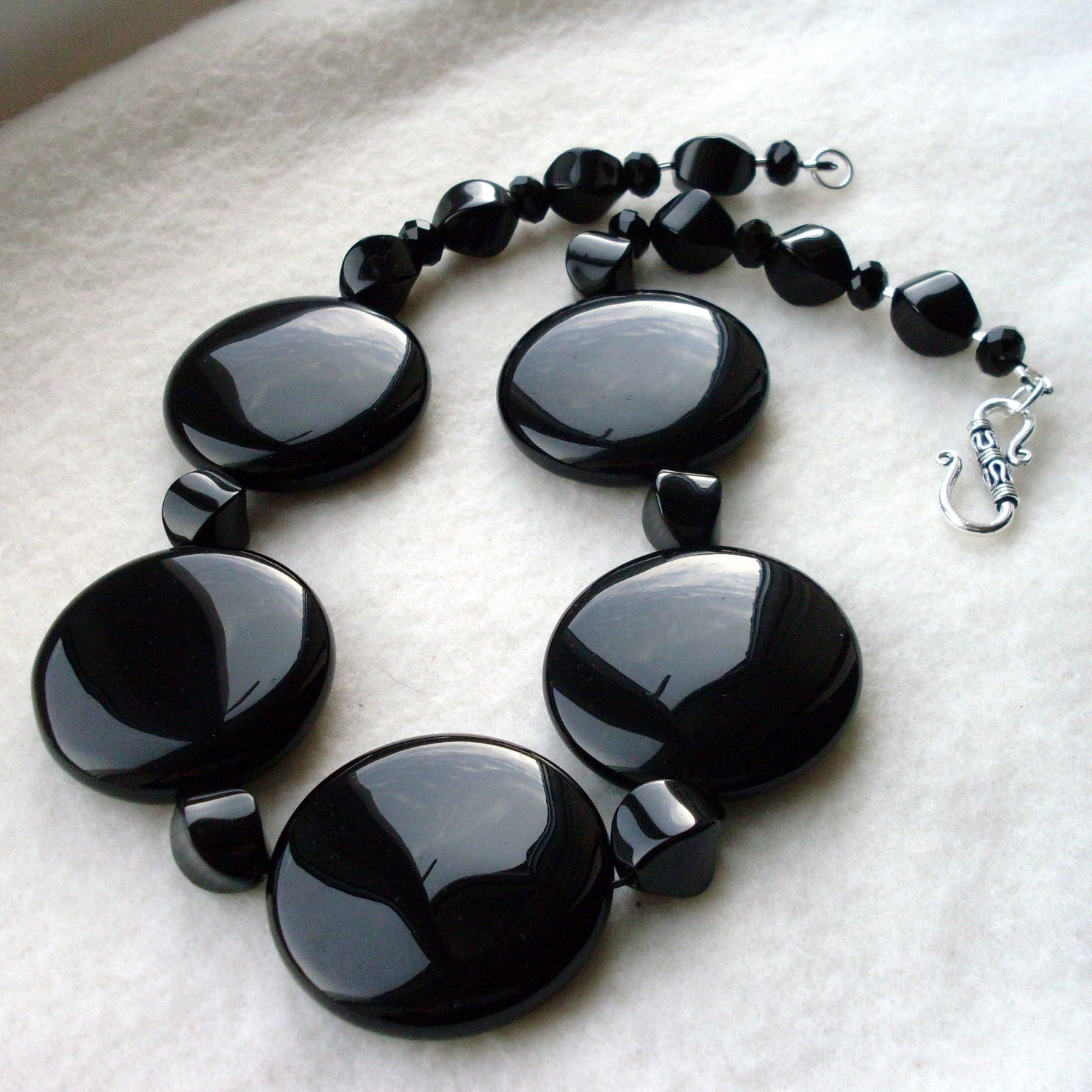 Chunky Black Onyx Gemstone Statement Necklace