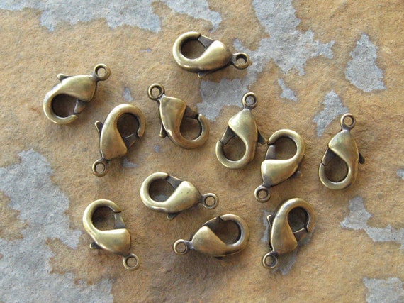 4 Lobster Clasp 10mm Antique Gold Patina Trinity Brass Co. LOW SHIPPING