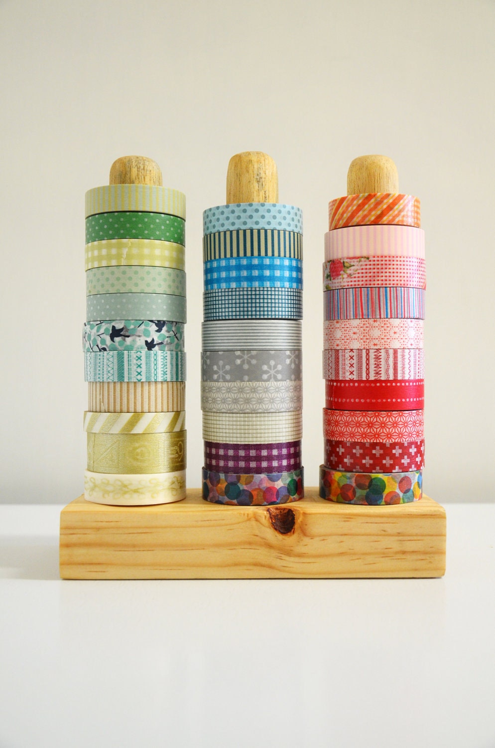 Washi Tape Organizer - Wood Masking Tape Holder - Eco friendly Japanese Tape Dispenser for 30 rolls - coworkers gift