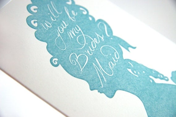 Letterpressed Will You Be My Bridesmaid Card by drippyink etsy