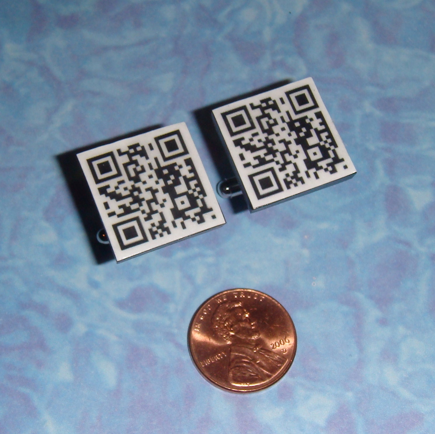 CUFFLINKS Custom QR code cuff links - choose your own message to be made as a scannable QR code