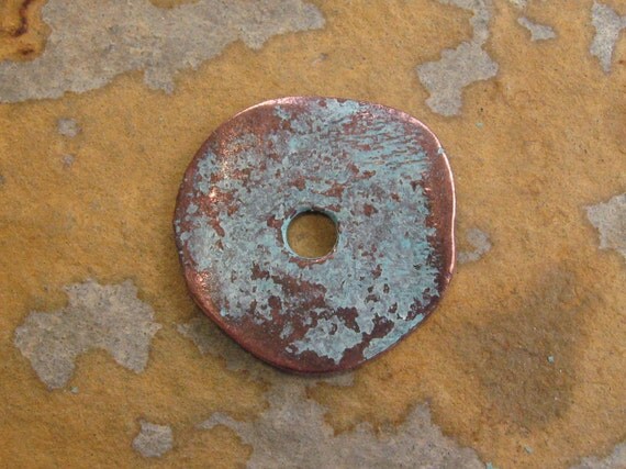 4 Greek Casting GREEN PATINA 23mm CORNFLAKE Beads