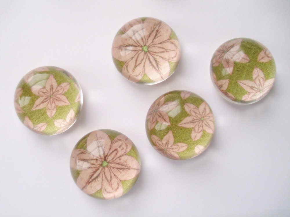 Vintage Flower Magnets, Marble Magnets, Acrylic Bubble Magnets - Teacher Appreciation gift