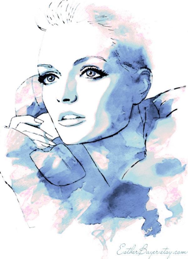 Winter Sunrise - Watercolor Fashion Illustration Sketch Drawing Abstract Print