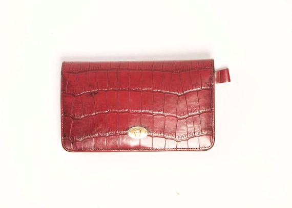 Etienne Aigner Red Reptile-Textured  Leather Wallet