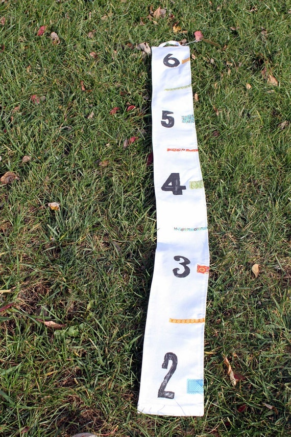 Hand Stamped Multi-Colored Fabric Growth Chart