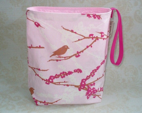 Pink Sparrows ReUsable trash can, eco-friendly, hand made