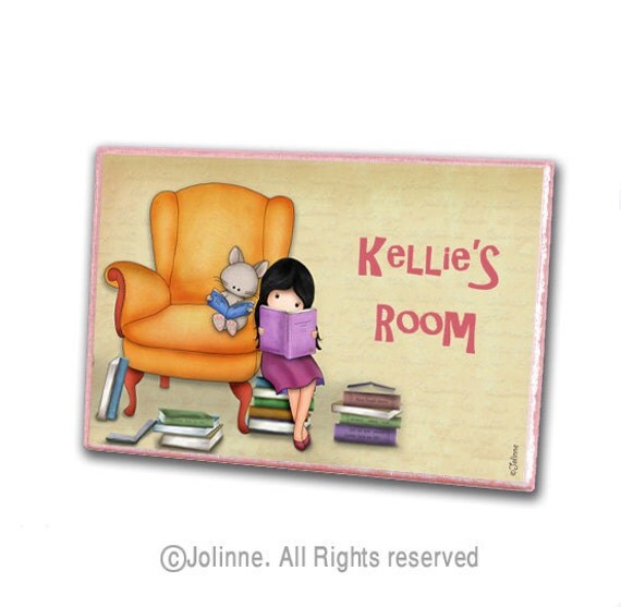 brother sister books personalized door sign reading room door hanger library kids plaque girl boy