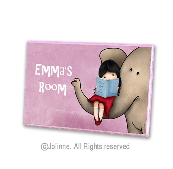 Customized kids door sign , owl door hanger , girls room decor personalized name wall art