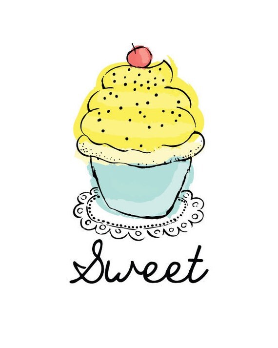 Sweet Little Cupcake Printable Wall Art, 8x10