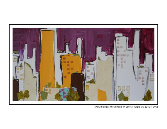 Urban City Purple Reproduction on Acid Free Paper