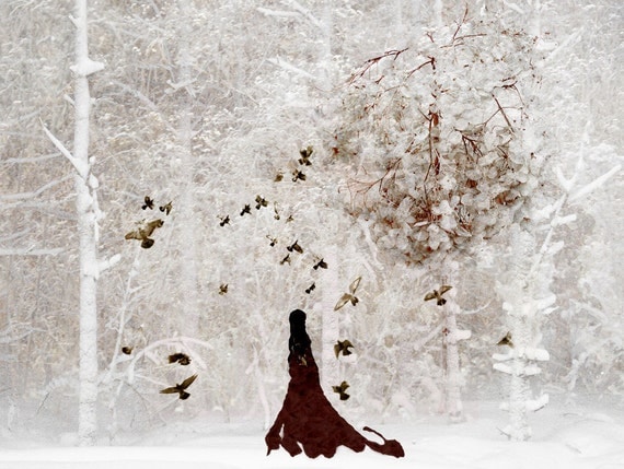 Winter Art Lady Of Snowy Woods Woodland Decor by Catherine Jeltes from etsy.com