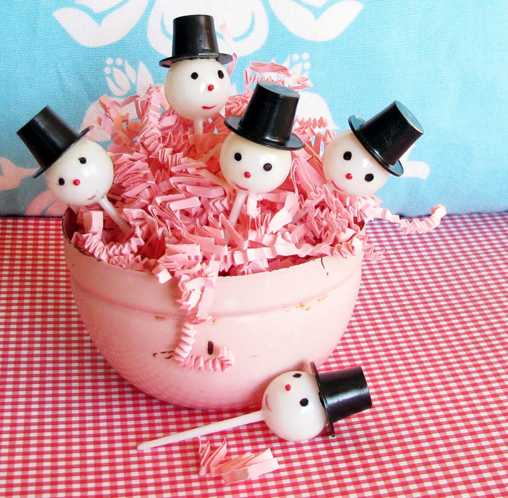 Jolly Happy Souls...Fun Vintage Snowman Cupcake Toppers