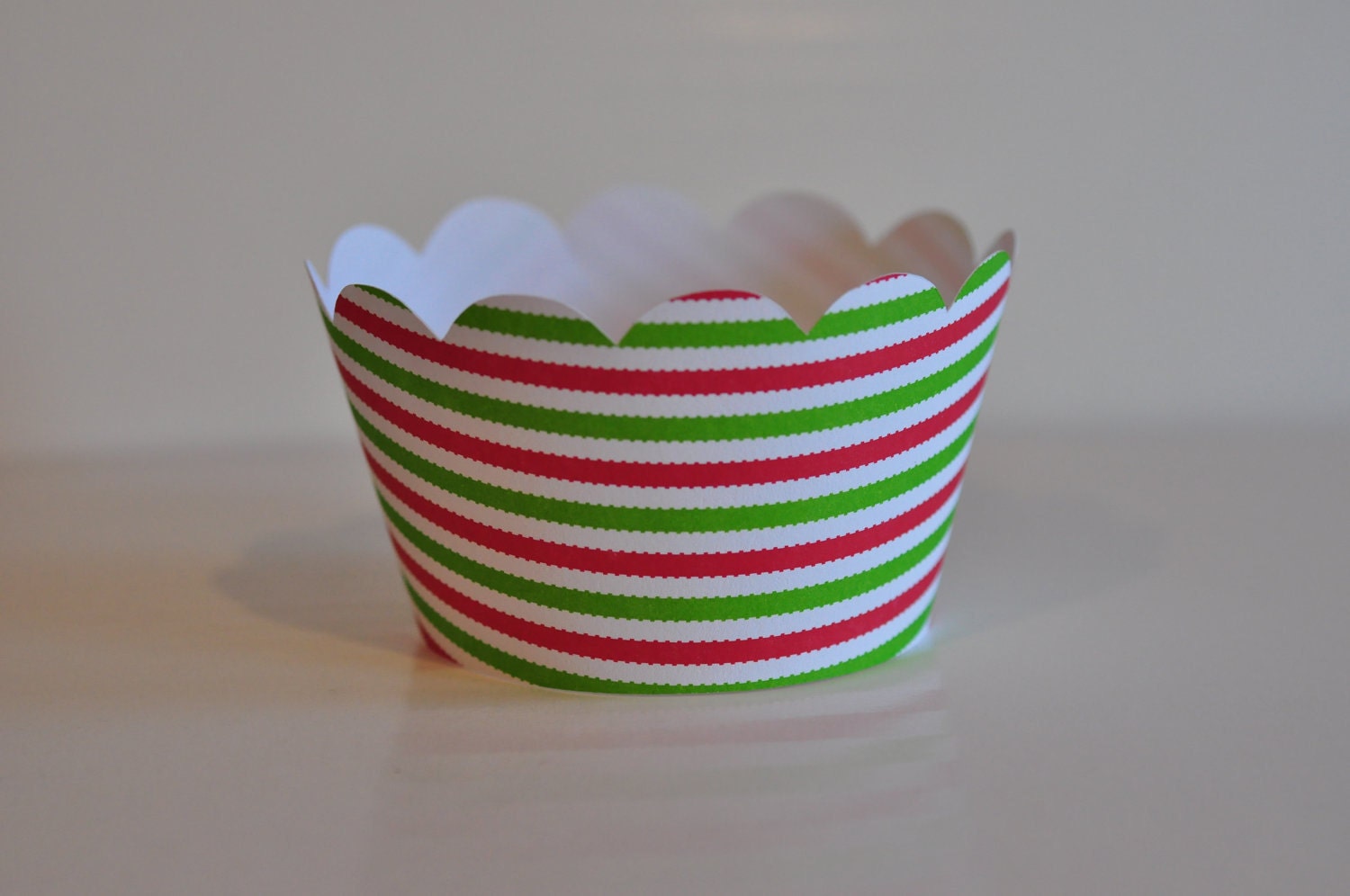 Red and Green Striped Christmas Cupcake Wrappers
