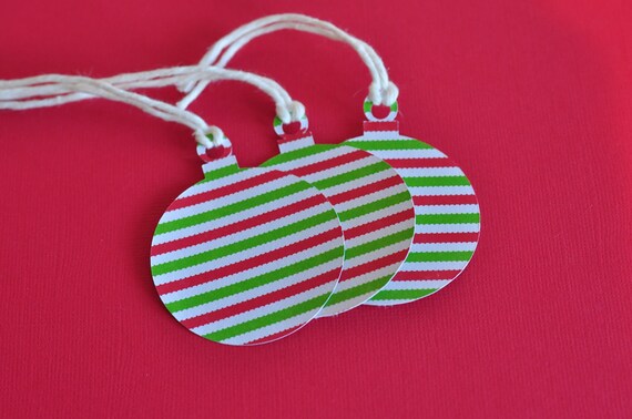 Round Striped Ornament Gift Tags