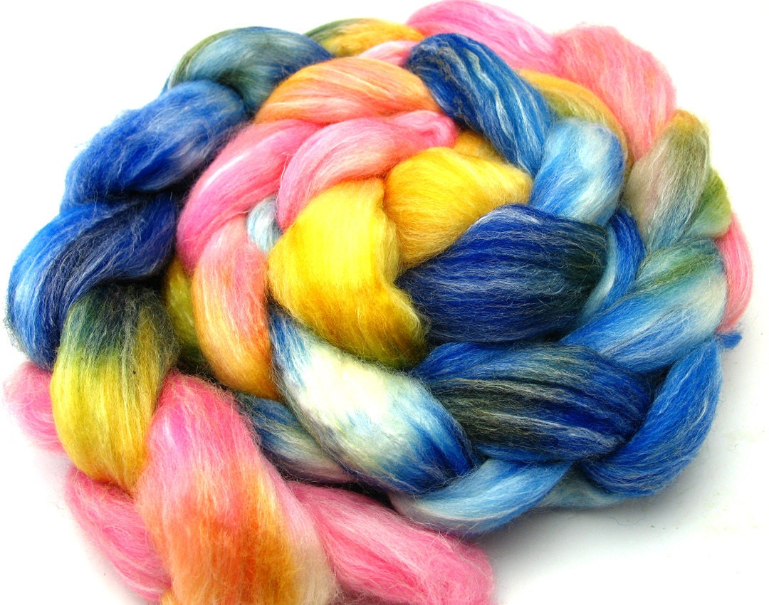 Hand dyed merino bamboo wool top