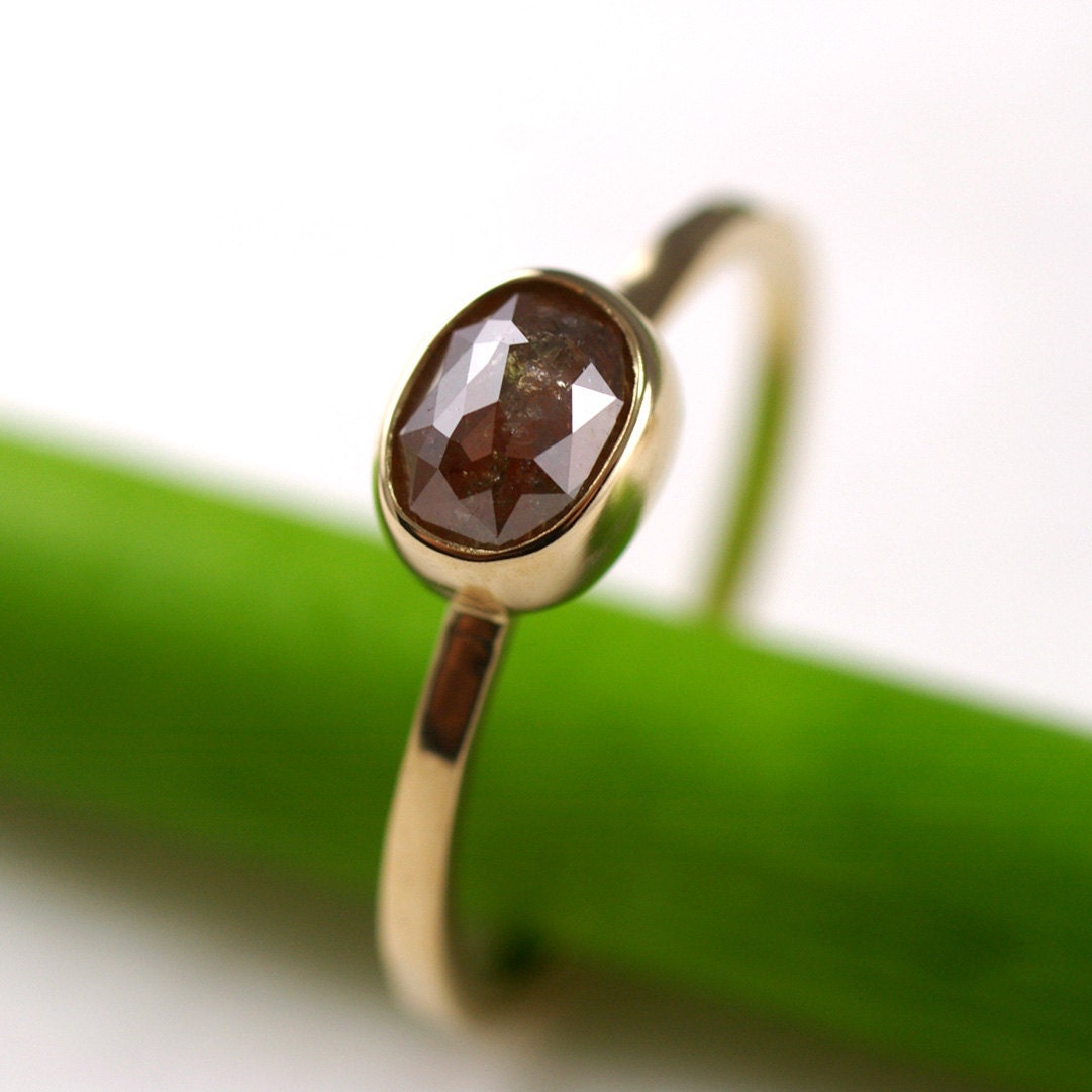 Rose Cut Reddish Brown Diamond Oval - One Of A Kind