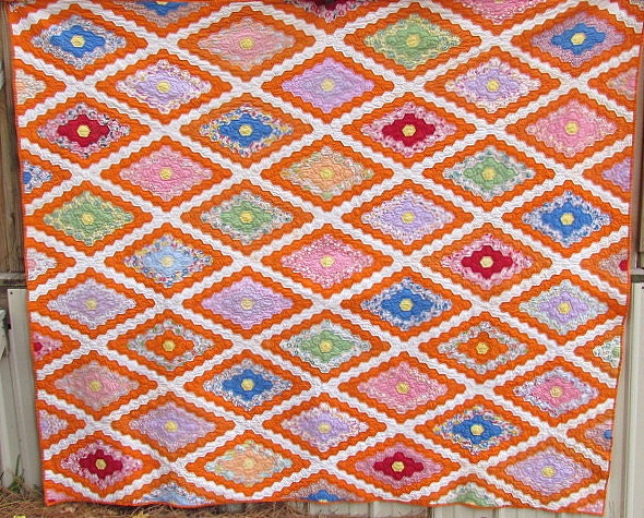 Antique Quilt Marthas Flower Garden Vintage Quilts Patch