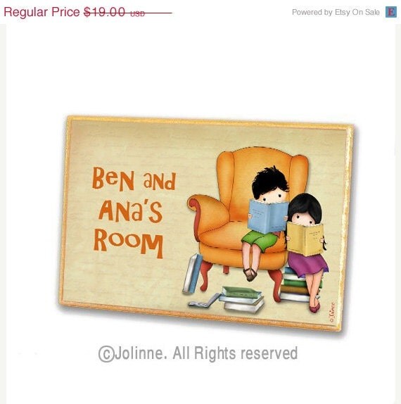 brother sisters door sign hanger kids room decor children book nook door plaque reading library etsy children