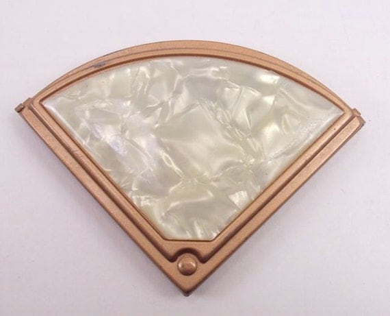 Compact Mirror Fan Shaped Vintage