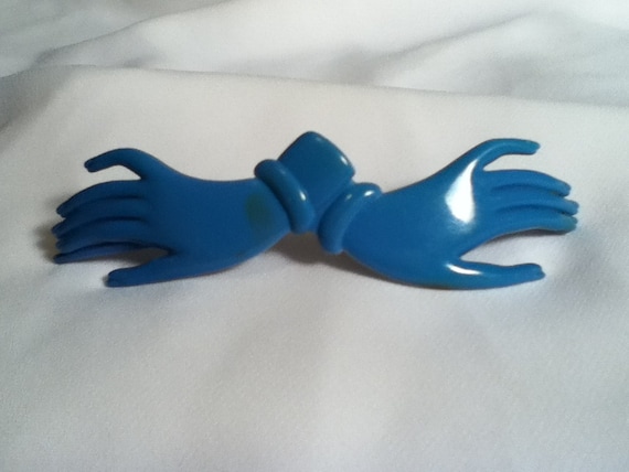 Art Deco Barrett Hair Barrette Blue  Bakelite