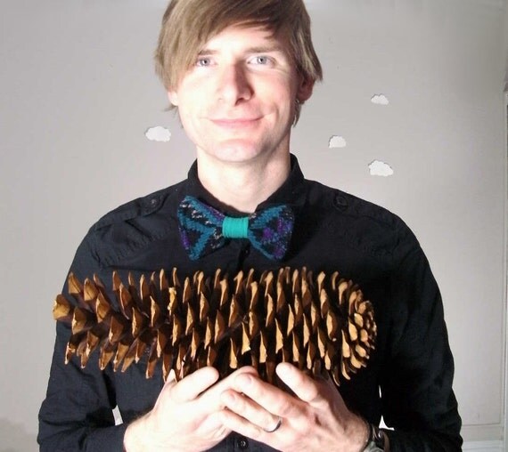 Sweater bow tie rustic knit upcycled