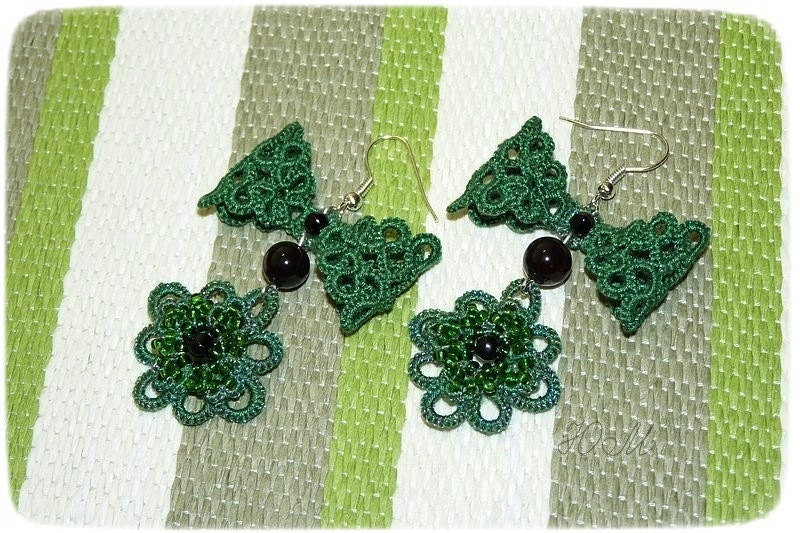 Apotheosis - tatted lace earrings with beading