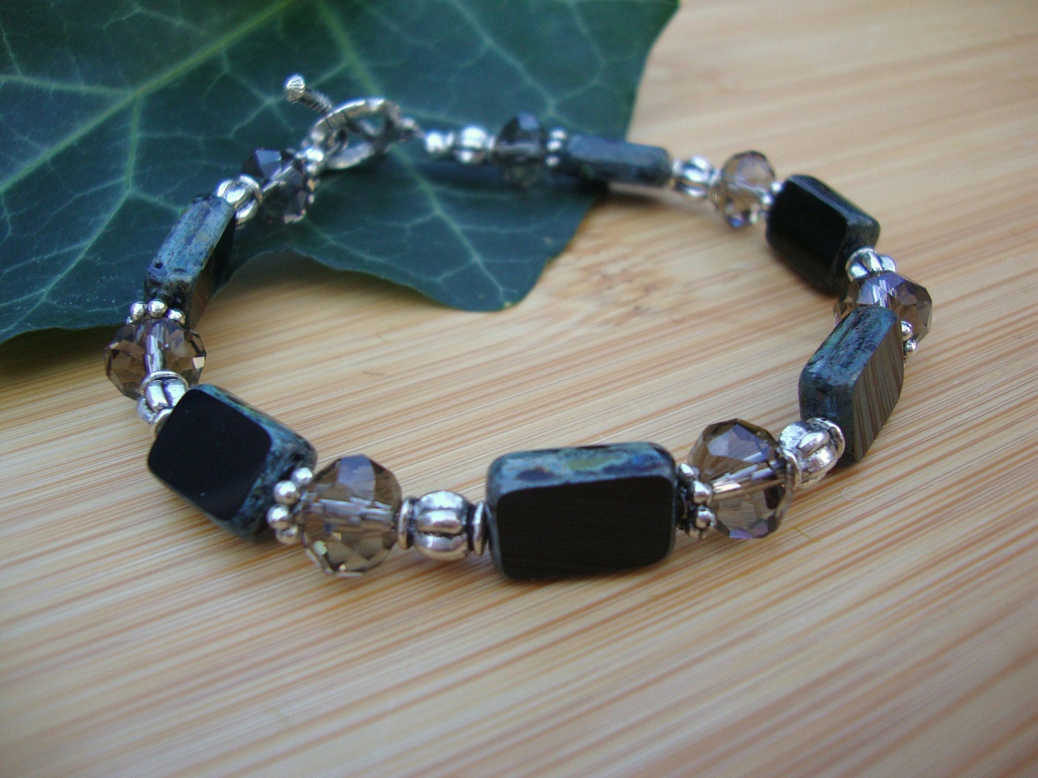 Black Czech Glass Bracelet Preview 3
