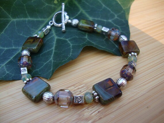 Brown And Green Czech Glass Window Bracelet Preview 2