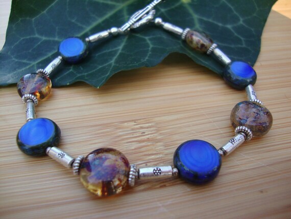Blue And Brown Czech Glass Bracelet Preview 1