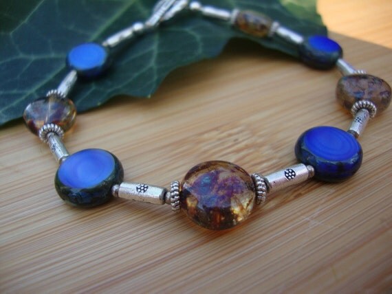 Blue And Brown Czech Glass Bracelet Preview 3