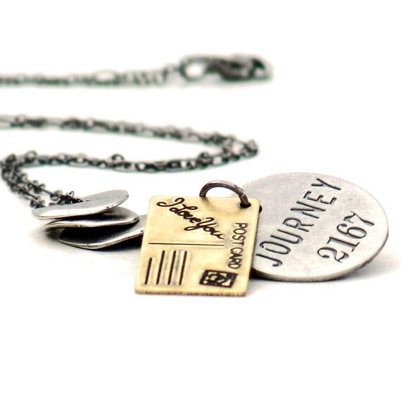 Mixed Metal Pendant Necklace Love Is A by Catherine Jeltes from etsy.com
