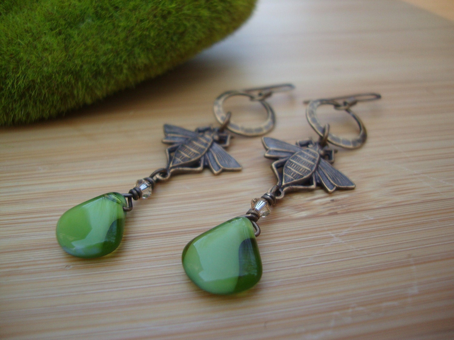 Green Bumble Bee Earrings Preview 2
