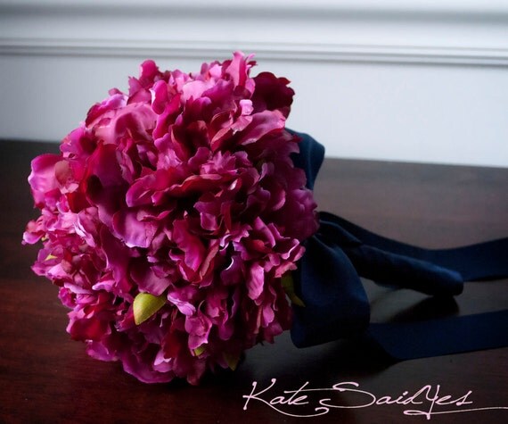 Silk Wedding Bouquet - Fuchsia Peony Wedding Bouquet
