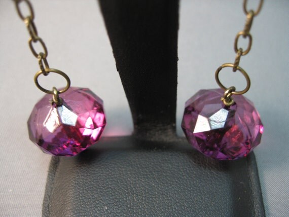 Purple Passion Acrylic Crystal Dangle Earrings