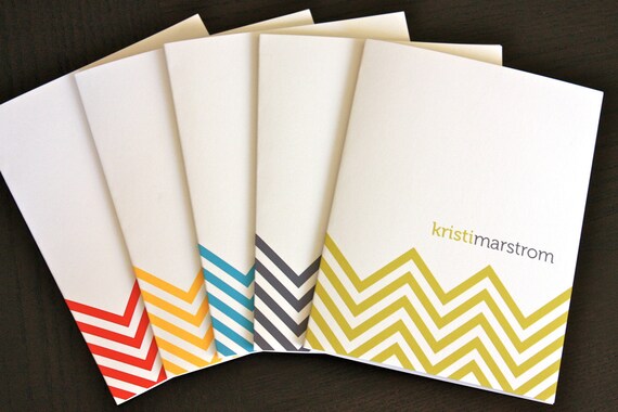 Chevron personalized note cards stationery (8) - Eco Friendly 100% recycled paper - zig zag pattern